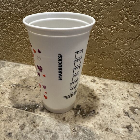 2022 Starbucks Valentine’s Day Color Changing Hearts Reusable Hot Cups No Lid - Picture 3 of 4